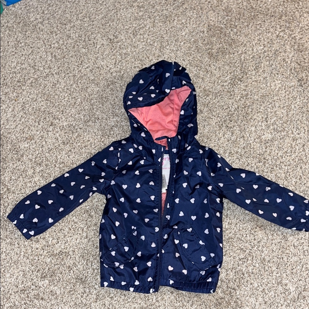 Carter's Navy Heart Windbreaker with Pink Lining